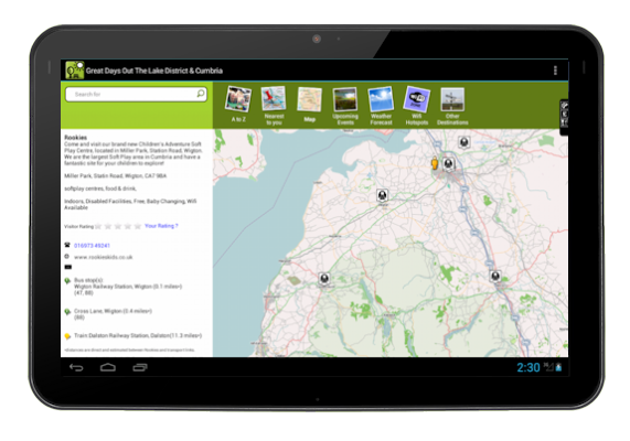 Lake District &amp; Cumbria Tablet Screen 2