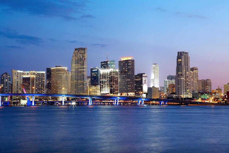The Miami skyline in early evening.