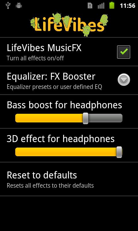 Android application MusicFX screenshort