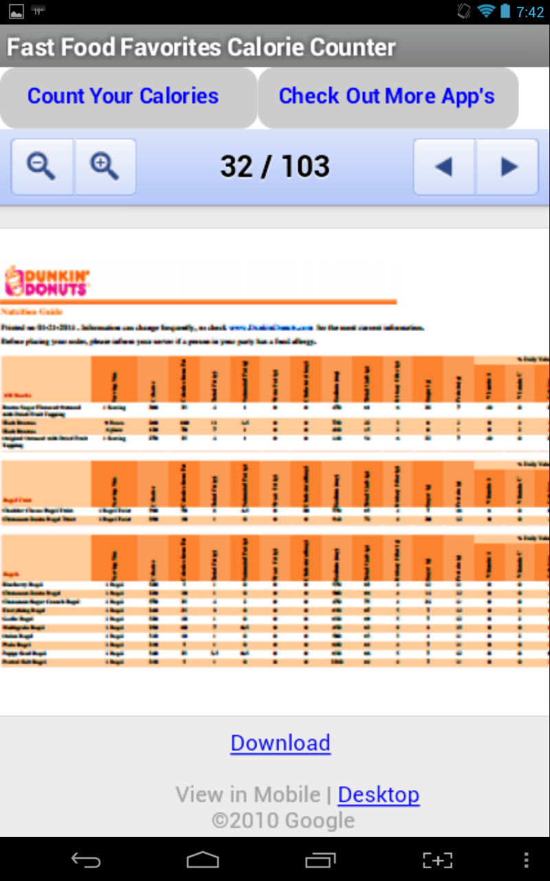 FastFoodFavoriteCalorieCounter Screen 2