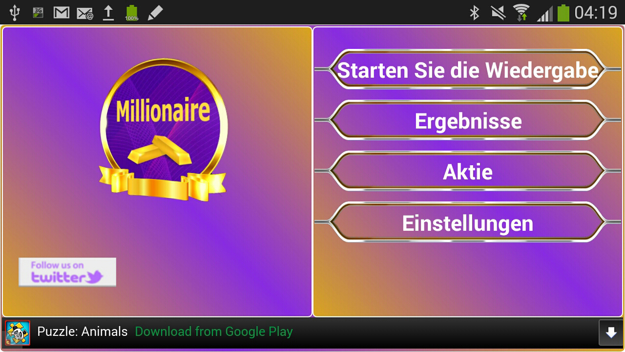 Android application Millionaire screenshort