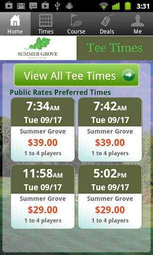 Summer Grove Golf Tee Times