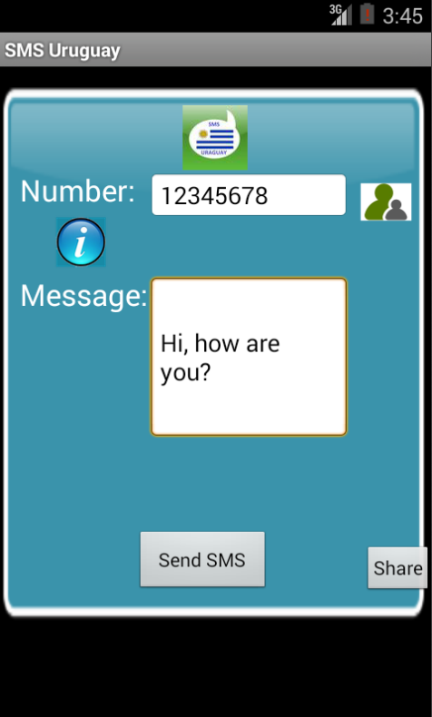Android application Free SMS Uruguay screenshort