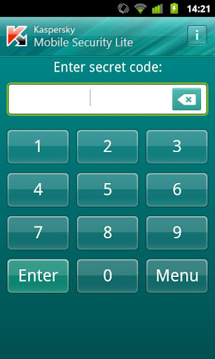 kaspersky mobile security lite-pantalla de acceso con password