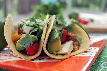 Grilled Chicken and Avocado Tacos with Cilantro Crema