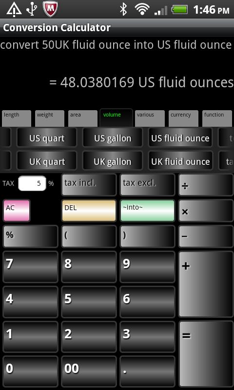 Conversion Calculator Screen 2