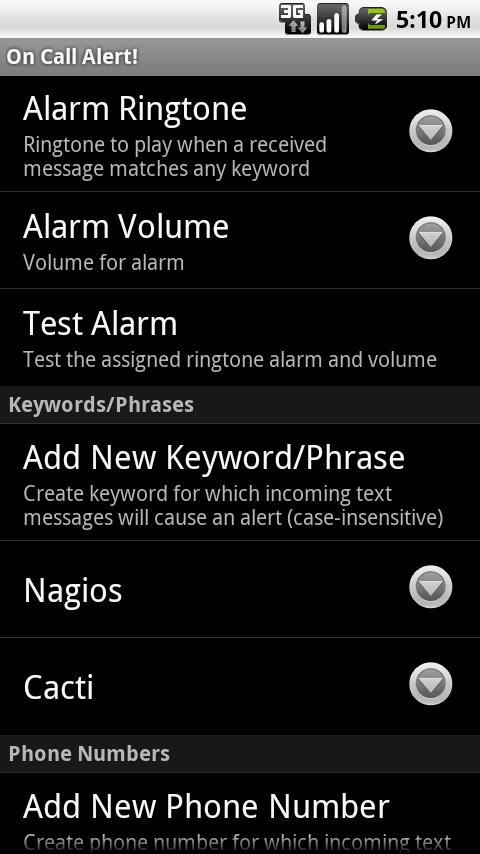 Android application On Call Alert screenshort