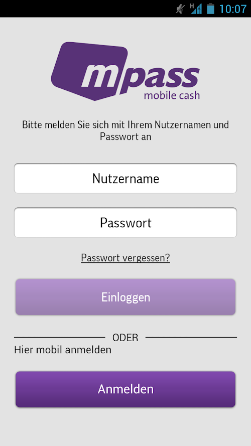 Android application mpass screenshort