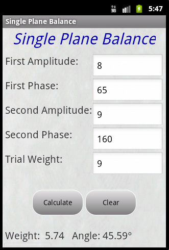 Dynamic Balance Calculator