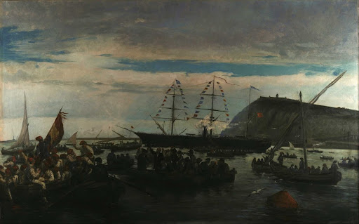 Catalan volunteers in the Spanish-American War embarking in the Port of Barcelona