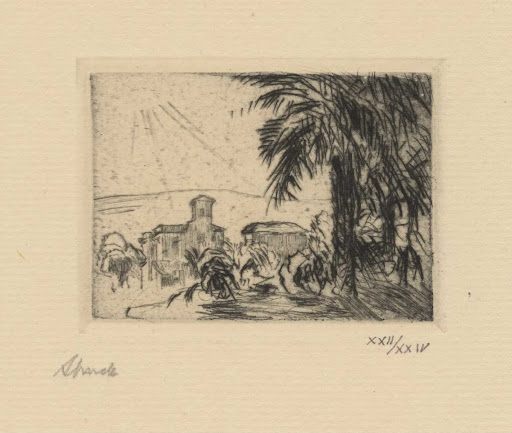 Palm trees and buildings, plate from Hesse's Italien
