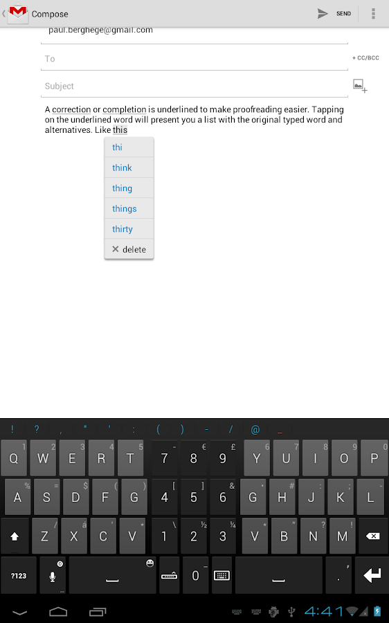 Thumb Keyboard (Phone/Tablet) - screenshot