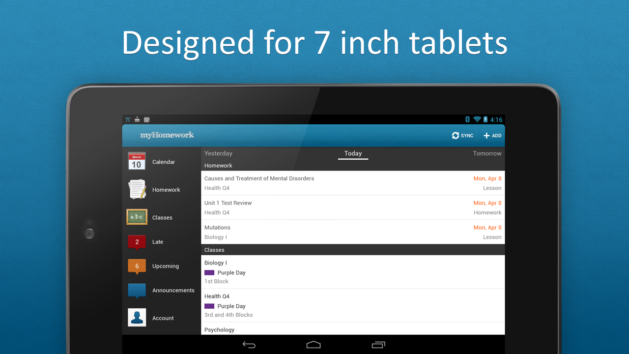 Myhomework widget picture