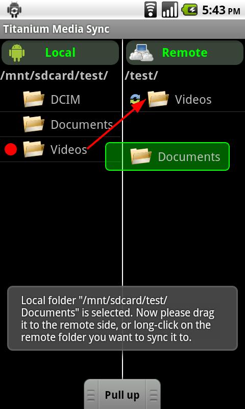 Android application Titanium Media Sync screenshort