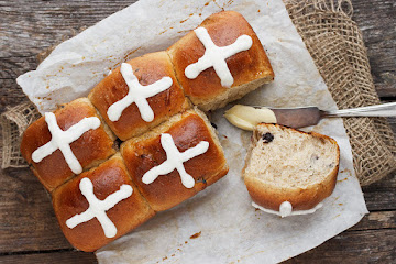 Small Batch Dried Blueberry Lemon Hot Cross Buns