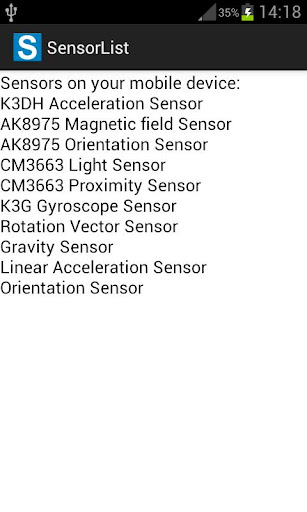 Sensor List