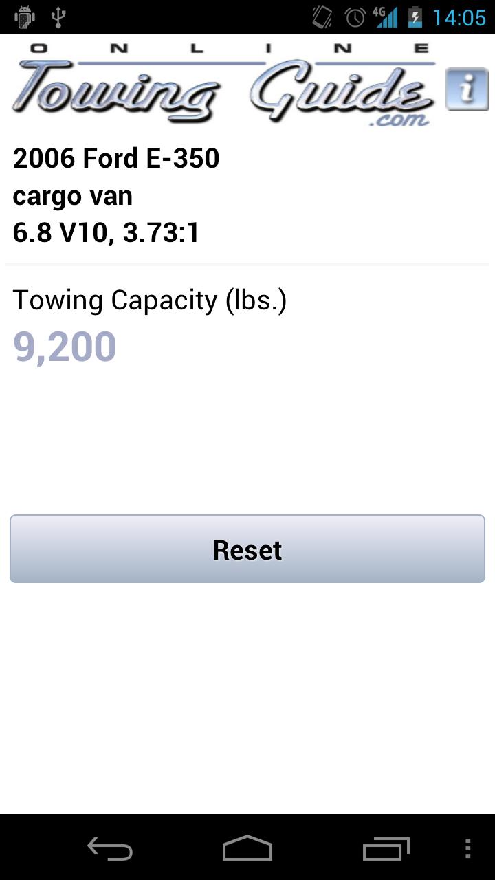 Towing Capacities App Screen 3
