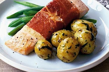 Pancetta-wrapped salmon
