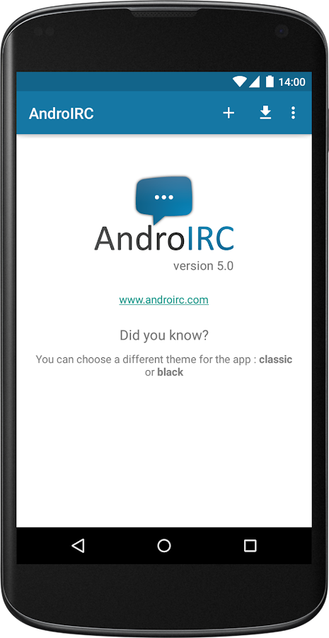   AndroIRC – Capture d'écran 