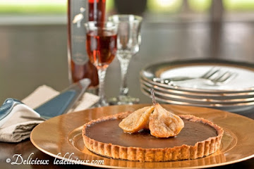 Chocolate Tart with Slow-Roasted Pears
