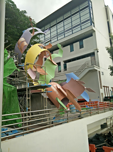 Colourful scrap metallic sculpture