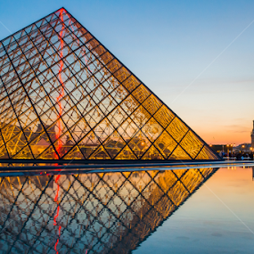 Reflections at the Louvre by Charles Wolford II - Buildings & Architecture Public & Historical