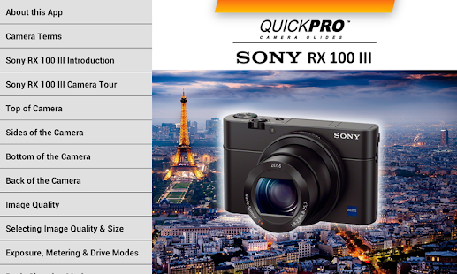 Android application Sony RX100 Mk III by QuickPro screenshot