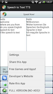 Sprache in Text Übersetzer TTS Screenshot