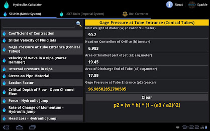 Hydraulics Calculator Tablet poster 3
