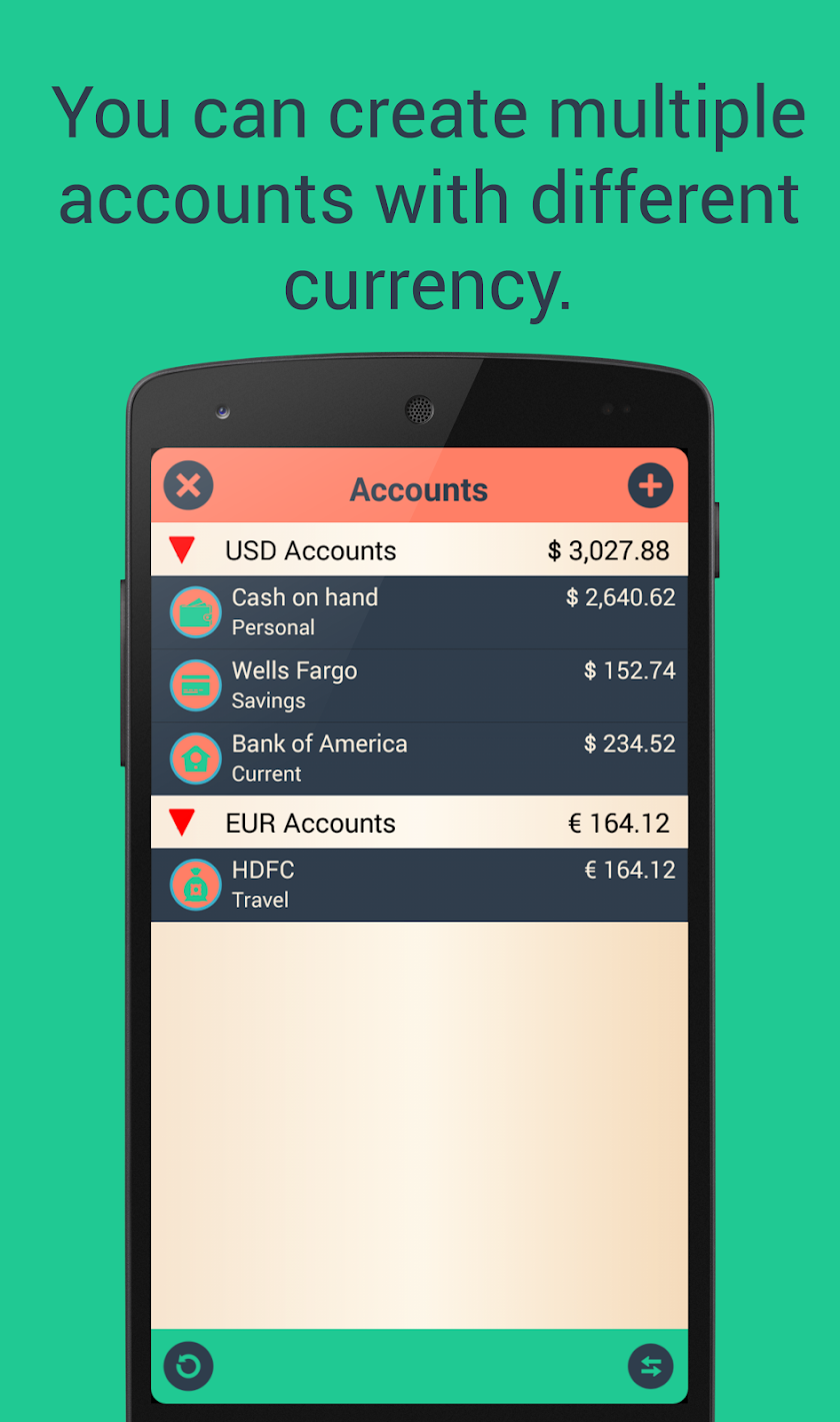 Home budget with sync Screen 2
