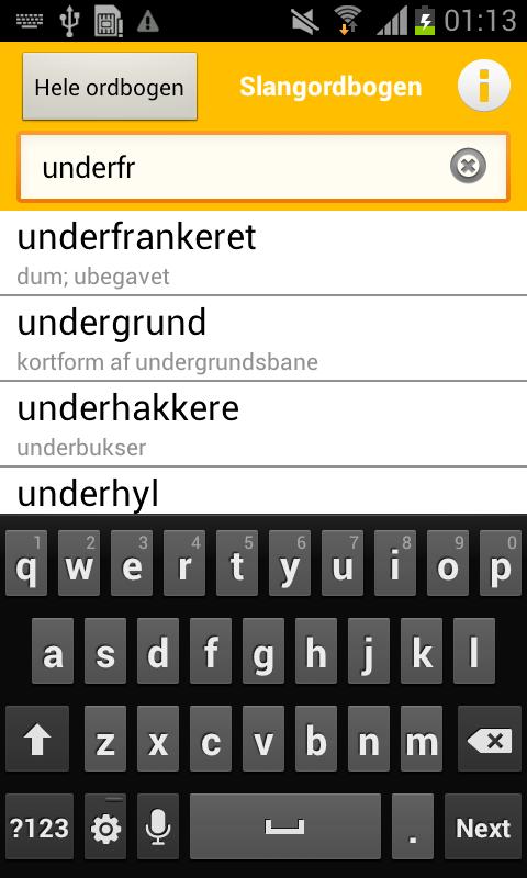 Danish Slang Dictionary Screen 2