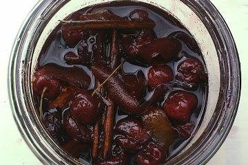 Red wine-poached cherries