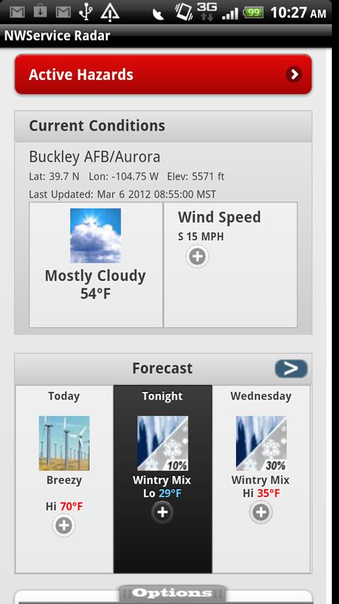 NWService Radar and Weather Screen 3