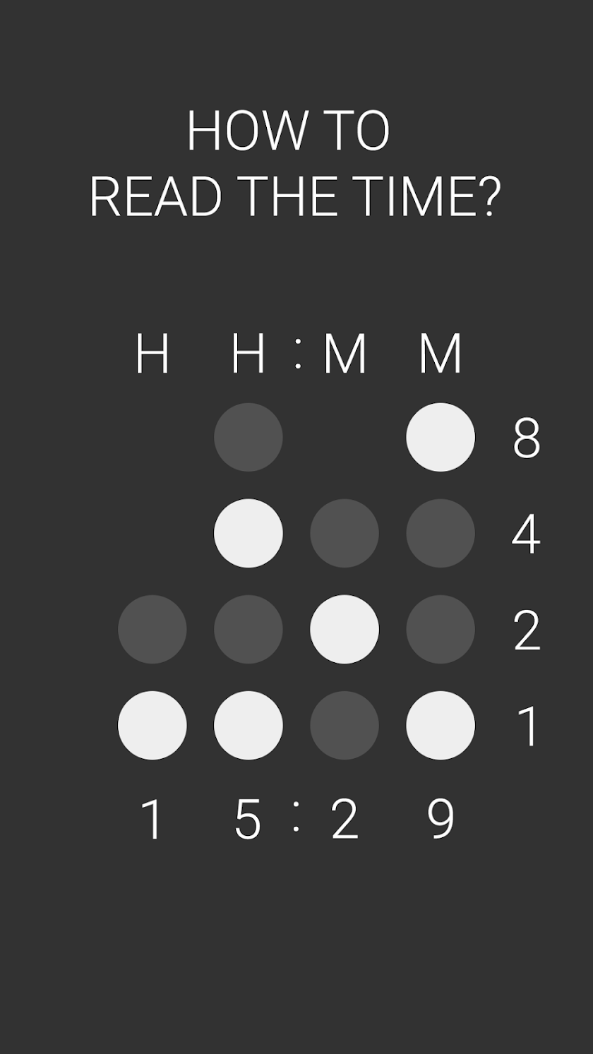 Binary V Clock for Gear Fit Screen 2