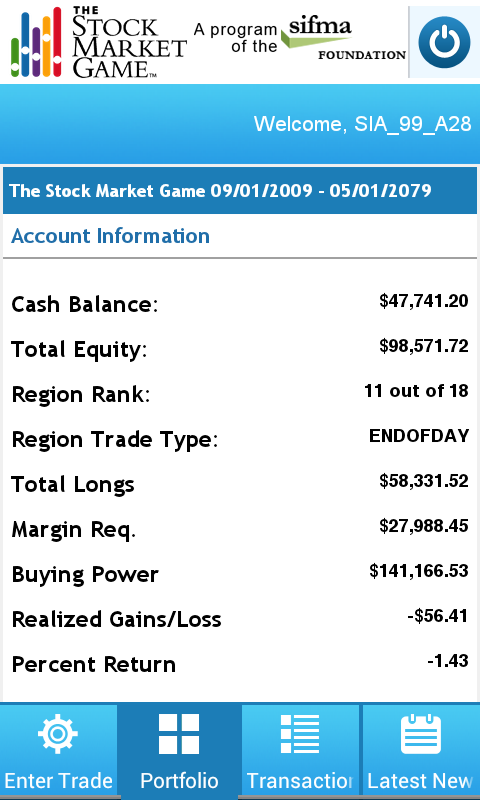 Stock market game