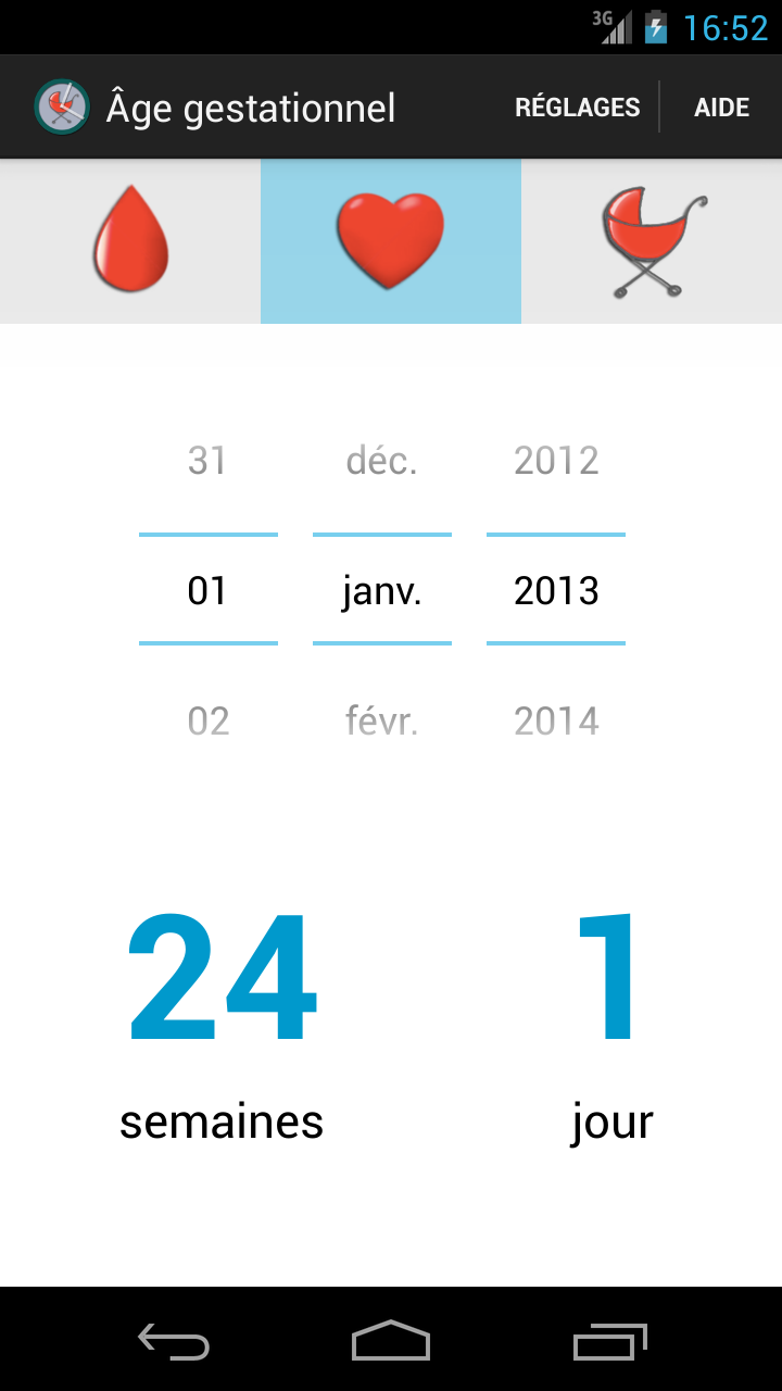 Android application Gestational age screenshort