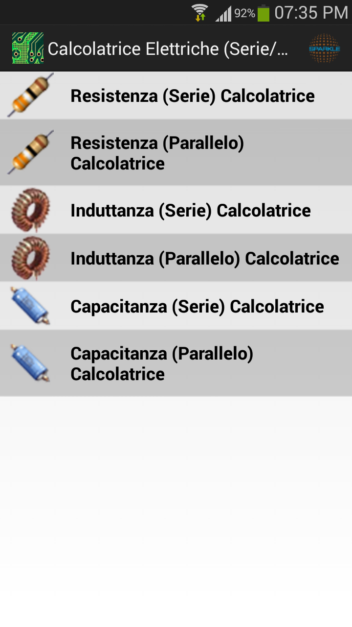 Android application Electrical Series/Parallel Pro screenshort
