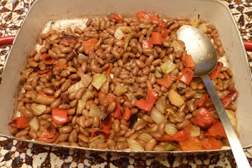 Roasted red peppers and fennel beans