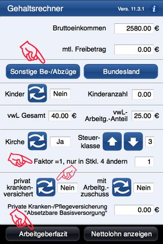 Android application Gehaltsrechner inkl. bAV screenshort