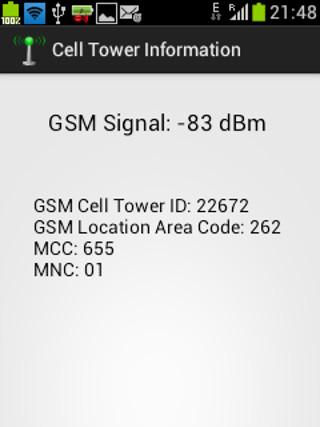 Cell Tower Info and Signal