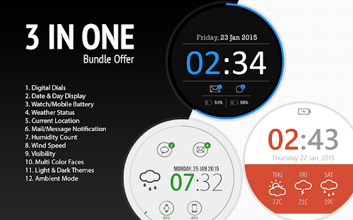 Android application Material WatchFace Collection screenshort