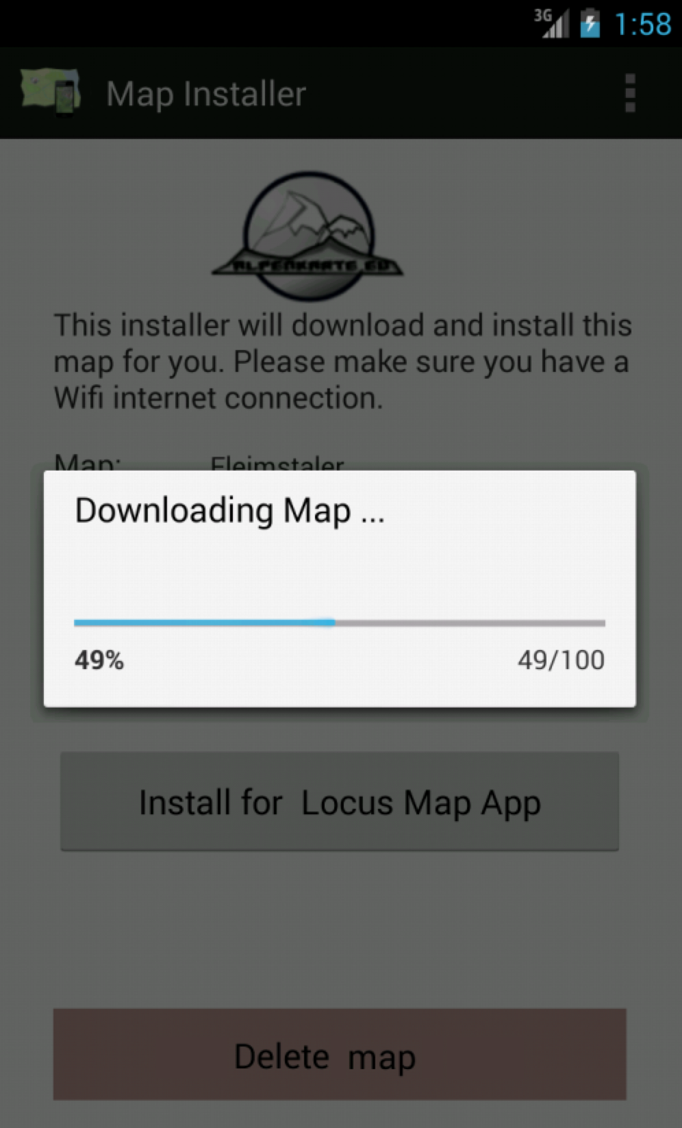 Android application KITZBÜHEL ALPS winter map screenshort