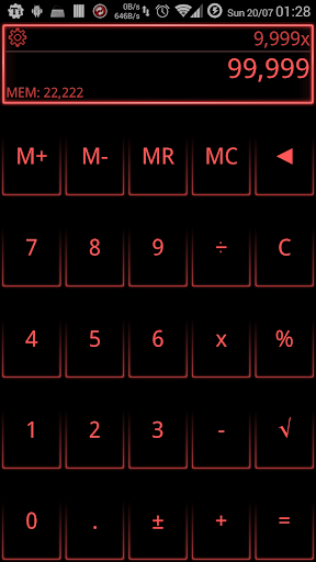 SCalc Neon Red theme