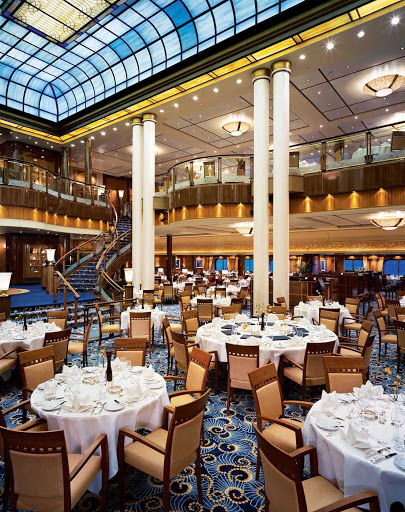 Cunard-Queen-Mary-2-Britannia-Restaurant - Dine in the elegantly designed Britannia Restaurant for a night to remember while sailing on Queen Mary 2.