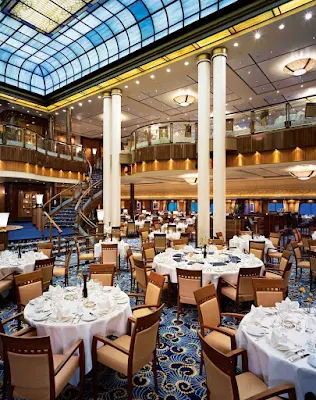 Dine in the elegantly designed Britannia Restaurant for a night to remember while sailing on Queen Mary 2.