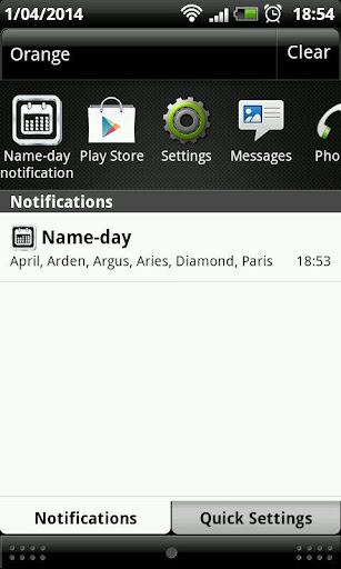 Name-day notification widget