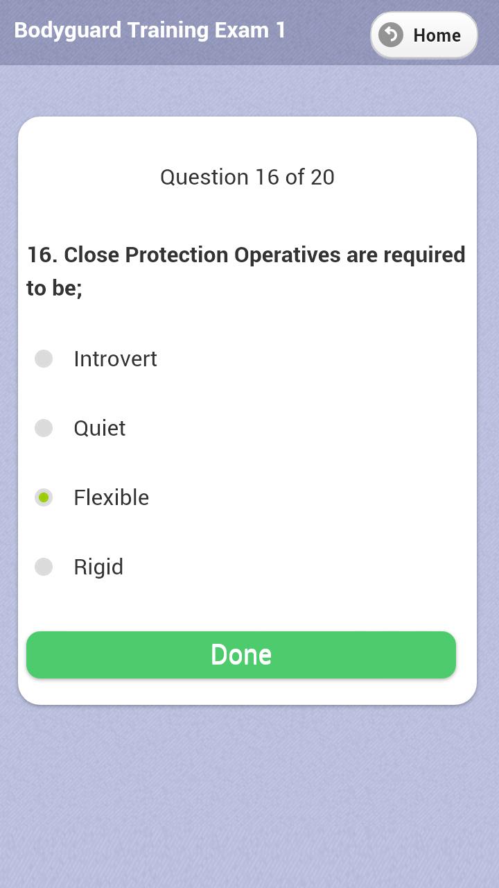Bodyguard Training Exam 1 Screen 2