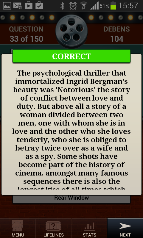 Genius Cinema Quiz Screen 3