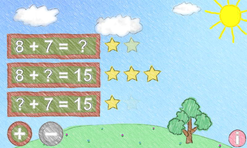 Android application Add and subtract within 20 screenshort