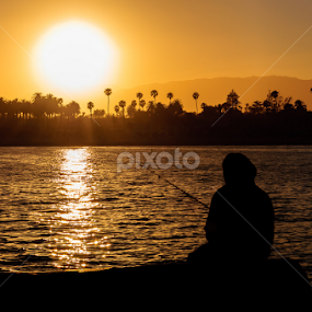 Fisherman on the Wharf by Brian Arnold - Landscapes Sunsets & Sunrises
